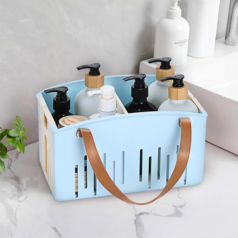 Homiton Portable Shower Caddy Collapsible Plastic Shower Basket Tote with