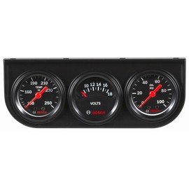 Bosch SP0F000037 Style Line 1-1/2" Mini Triple Gauge Kit (Black Dial Face, Black Bezel)