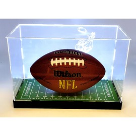 LED Lights Football Ball Display Case Box Acrylic Mirror Field Showcase Shoes UV Protection (Football)