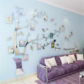Tree Wall Stickers 3D DIY Tree Wall Decal Art Murals Large Family Photo Frames Tree Decoration for Living Room Bedroom Restaurant Home Decor