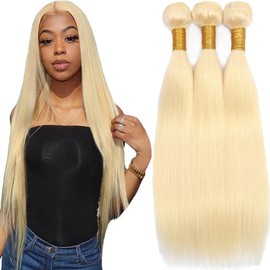 Honey Blonde Bundles Human Hair Highlight Bundles 613 Straight Human Hair 14 16 18 Inch Brazilian Highlight Straight Soft And Healthy Honey Blonde