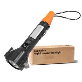 LARYEECHA Tactical Flashlight Rechargeable, Zoomable LED Flashlight with COB Side Light, Red/Blue Strobe, Type-C Fast Charging, Glass Breaker and Seatbelt Cutter for Car Emergency