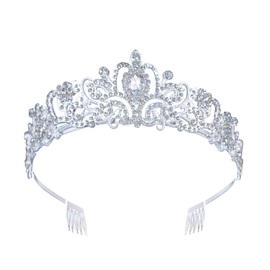 Crystal Tiara Crown with Combs for Women and Girls, Princess Queen Bridal Rhinestone Headbands for Wedding Birthday