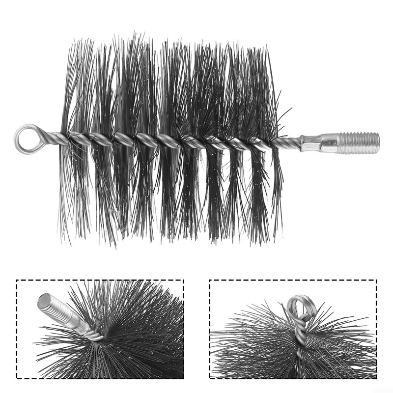 4 inch Chimney Brush, Round Steel Wire Fireplace Flue Pipe