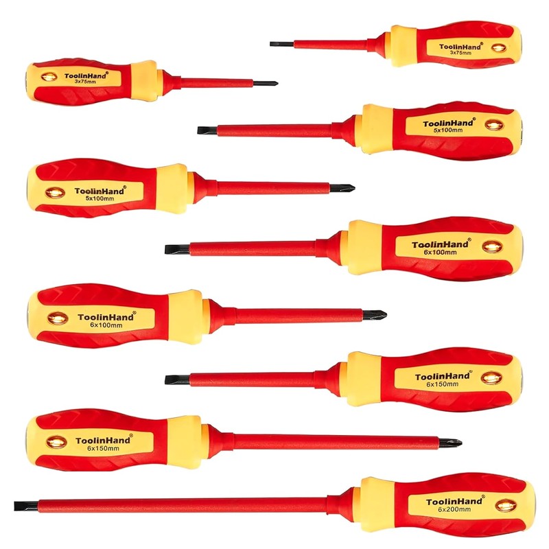 ToolinHand 9 PCS 1000V Insulated Electrical Screwdriver Set, 4 Phillips
