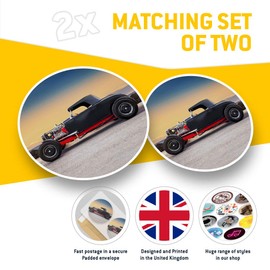 Vinyl Stickers (Set of 2) 7.5cm - Amazing American Hot Rod Car #14209