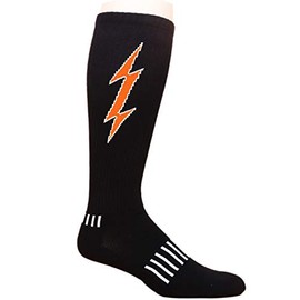MOXY Socks Black with Atomic Orange Knee-High Insane Bolt Fitness Socks