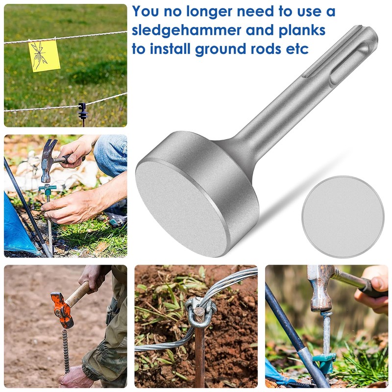 SDS Plus Ground Rod Driver, Heavy Duty Forged Steel Drill