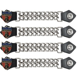 Dream Apparel Faux Leather Motorcycle Vest Extender for Men Biker Double Diamond Cut Chrome Chain 4PCS Per Set