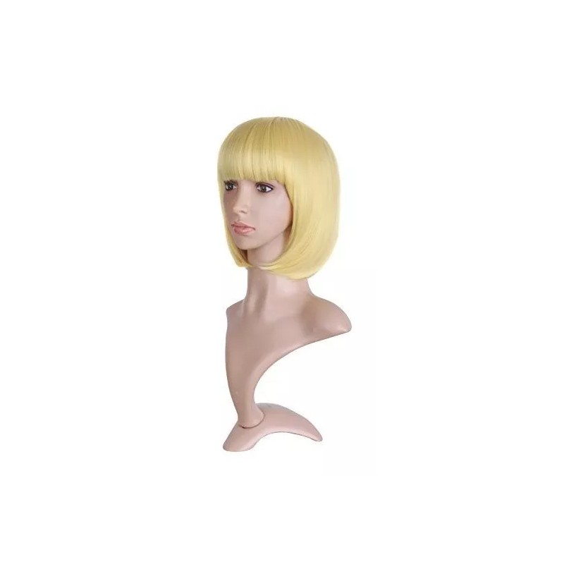 Mapofbeauty Peluca Rubio Liso 30 Cm Con Fleco Mapofbeauty