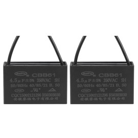 YOKIVE 2Pcs Ceiling Fan Capacitor CBB61, Metallized Polypropylene Film Capacitor Great for Fans Pumps Motors Running (4.5uF 350V AC 2 Wires 50/60Hz)