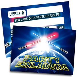 ZETTMANN® 10 Premium Invitation Cards Children's Birthday Stars Space - Epic Star Warriors Invitation Cards - Cool Space Motifs for Children's Birthday Parties