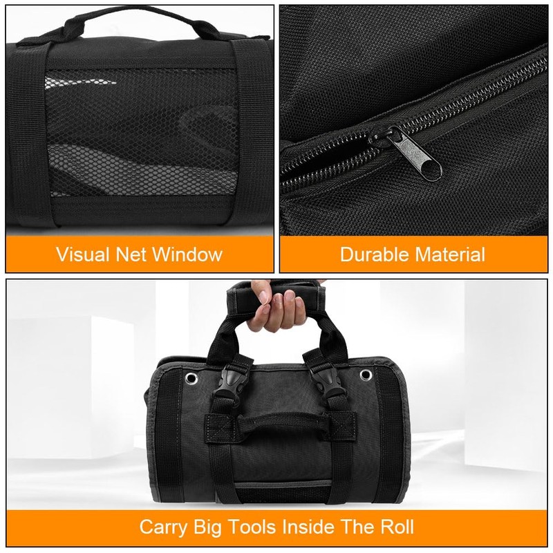 Adiwo Tool Roll Bag, Tool Roll Pouch with 4 Zip
