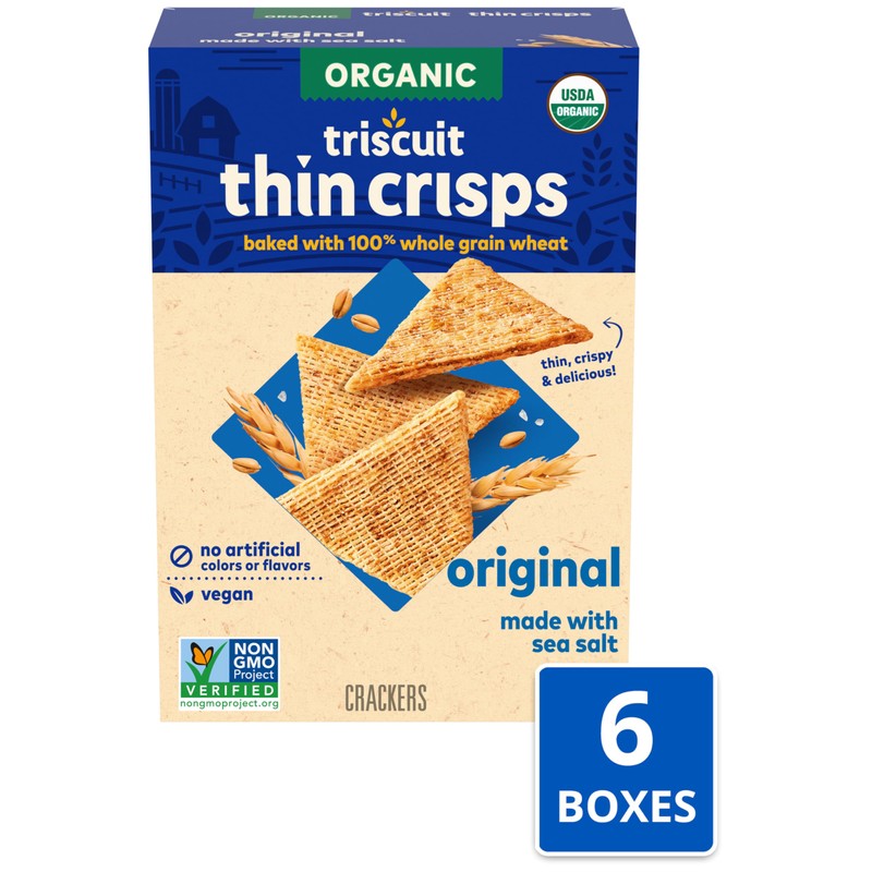 Triscuit Organic Original Whole Grain Wheat Crackers, Organic Crackers, Vegan