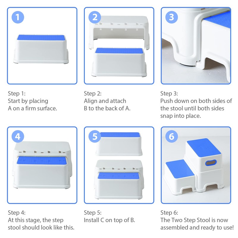 Victostar 2 Step Stool for Kids, Anti-Slip Sturdy Toddler Two