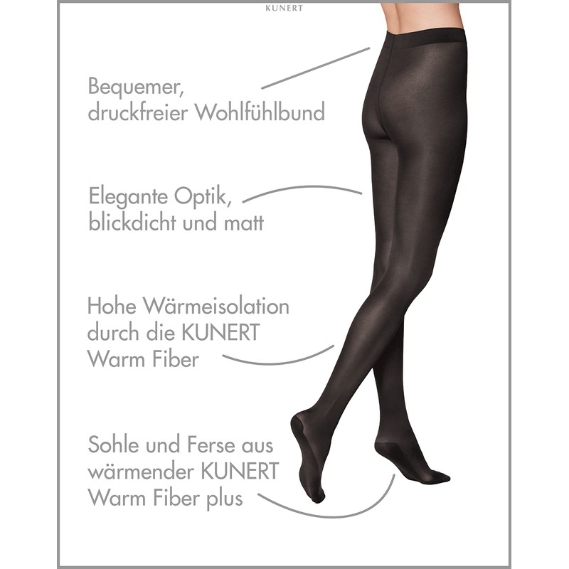 KUNERT Women's Opaque Tights (Warm Up 60) - Grey (anthracite