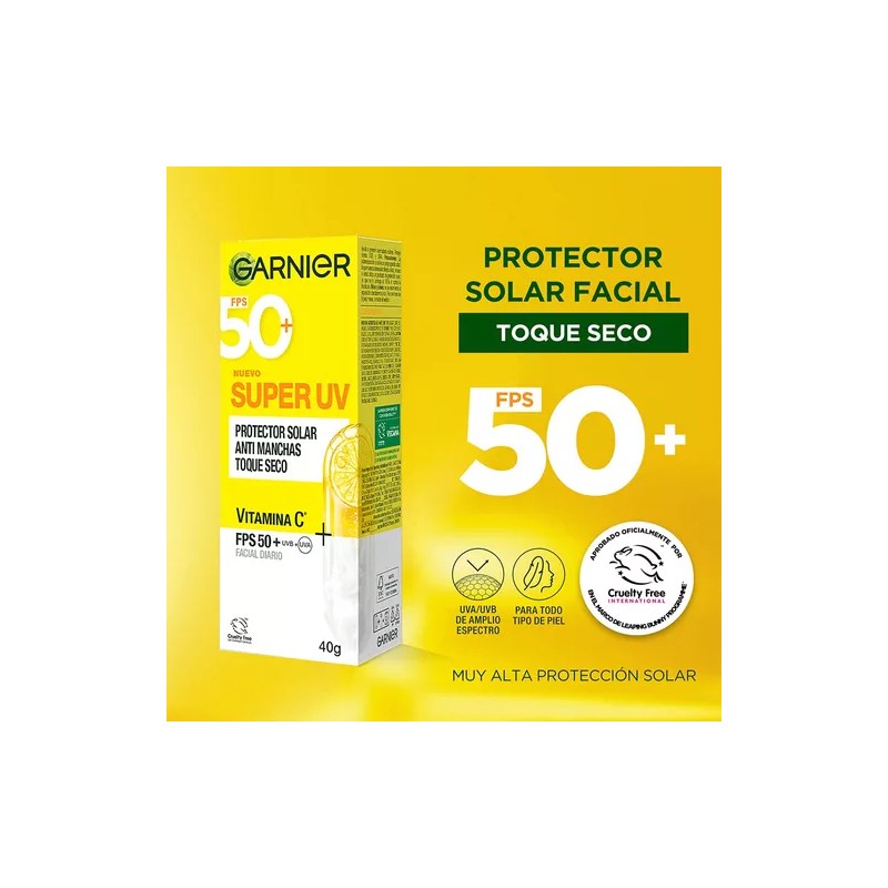 Garnier Super UV Toque Seco Protector Solar Facial 40ml -