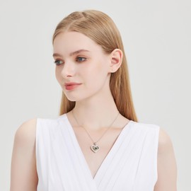 lulupanda Heart Necklace for Women,2ct Colored Moissanite Birthstone & 30 Moissanite Accents,12 Unique Birthday Gifts for Wife, Mom, Girlfriend, Elegant Anniversary Jewelry