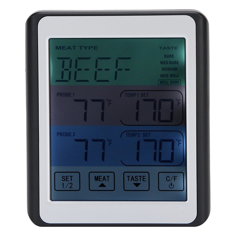 Digital Thermometer Dual Probe Meat Temperature Meter Tester Timer Alarm