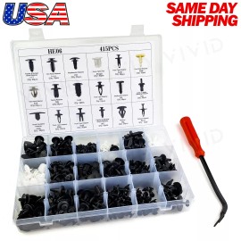 AMK 415pc Plastic Rivets Fender Bumper Push Clips with Tool for Chrysler Dodge Jeep