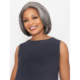 Jeanette Wig Color 3T51 - Foxy Silver Wigs Mid-Length Lace Front Straight Bob Cut Below Chin African American Bundle w/MaxWigs Hairloss Booklet