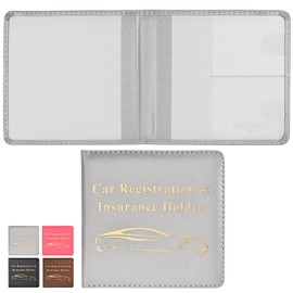 Cacturism Car Registration and Insurance Holder, Vehicle Glove Box Car Organizer Men Women Wallet Accessories Case for Cards, Essential Document, Driver License, Silver