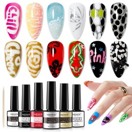 MIZHSE Poke Gel Nail Polish Set, with Professional Poke Foundation Gel
