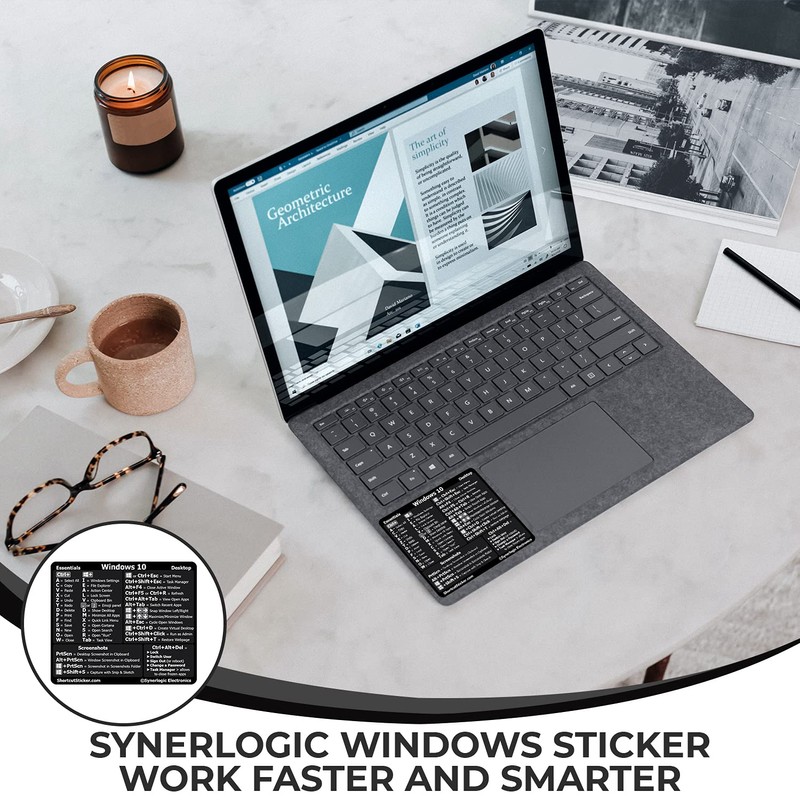Synerlogic (5pcs) Windows PC Reference Keyboard Shortcut Sticker | Vinyl,