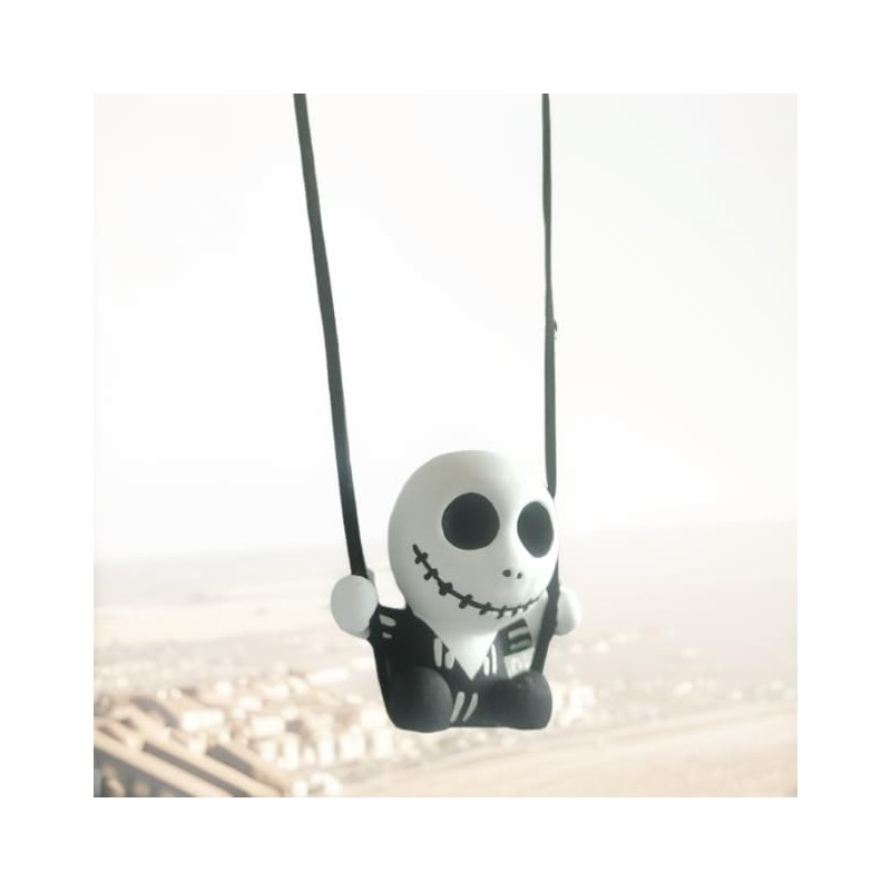 LXQTAO Resin Cute Skull & Acrylic Bat Rearview Mirror Decorations,