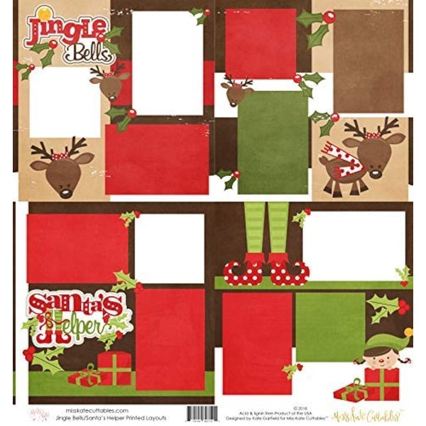 Two Printed Layouts - Jingle Bells & Santa's Helper (Girl)