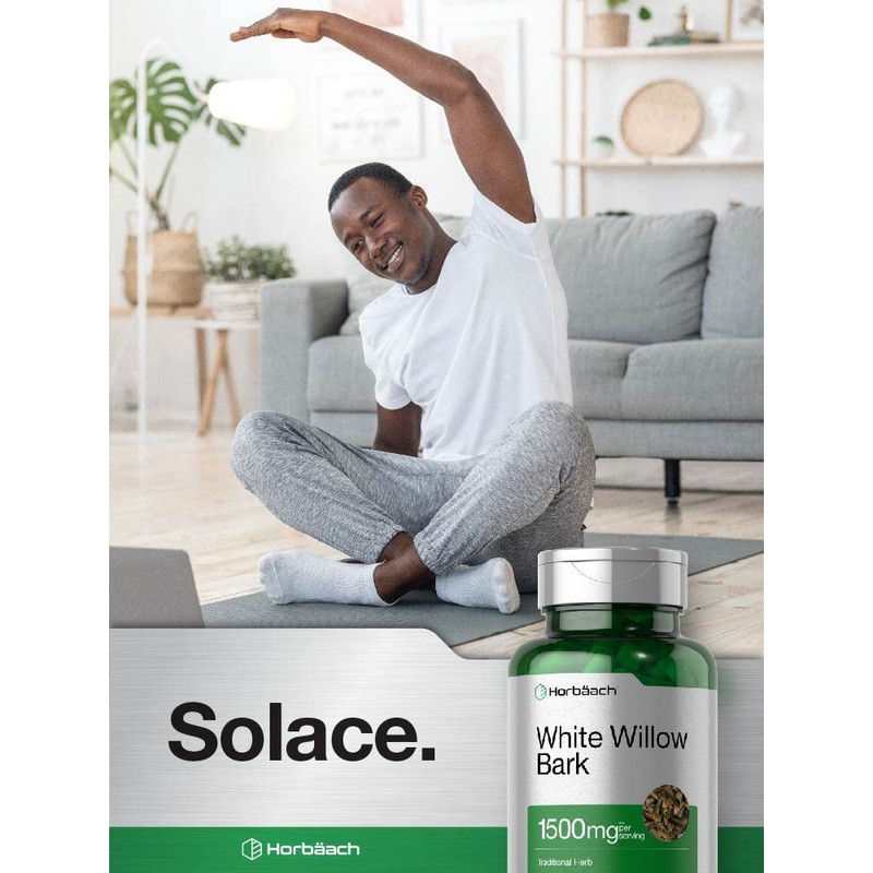 Horbäach White Willow Bark Capsules | 1500mg | 200 Pills