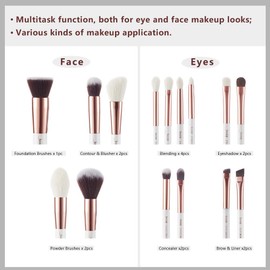 Jessup 15Pcs Professional Foundation Makeup Brushes Set Make up Brush Tools kit Powder Definer Shader Liner Pearl White/Rose Gold T220