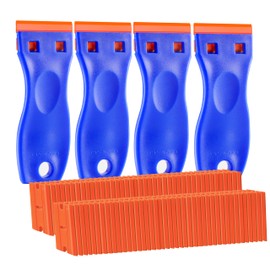 JVSEYTE JVSEYTE 4 PCS Plastic Razor Blade Scraper and 120 PCS Plastic Razor Blades, Cleaning Scraper Tool for Remover, Adhesive, Stickers, Decals, Glass, Labels, Cars Windows