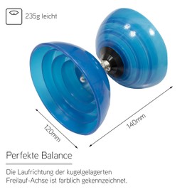 Diabolo Set with Henrys Beach Free Ball Bearing Diabolo - Professional Set (Blue)