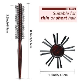 JUNRU 3 Pieces Small Round Brush for Short Hair, 1 Inch Styling Hair Brush for Pixie Hair, Quiff Roller Nylon Bristle for Bangs, Thin Hair, Fine Hair, Curling