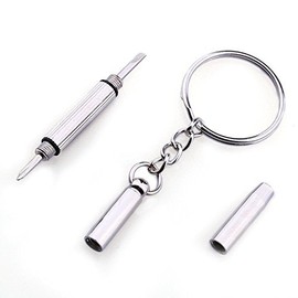 Foopp Keychain Durable in Use Durable Service Screwdriver Eyeglass Sunglasses Watch Repair Kit Tool-Silver