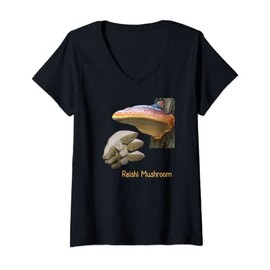 Womens Reishi Mushroom Shirt Reishi Mushroom V-Neck T-Shirt