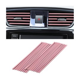 KHGUZ 20PCS Car Air Conditioner Decoration Strip, Waterproof Vehicle Air Vent Outlet Decorative Protection Trim, Bendable Auto Interior Decor Accessories, Universal for SUV, Truck, RV (Pink)