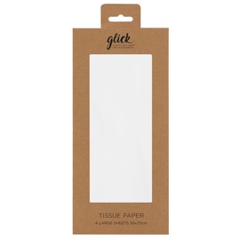 Glick Glick Four Sheets of White Tissue Paper, Each Sheet 750mm x 500mm for Gift Wrapping, Birthday White Tissue Paper (TP10)