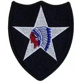 US ARMY 2nd INFANTRY DIVISION BIG INDIAN IRON-0N PATCH GOVERNMENT ISSUE USGI