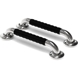 AmeriLuck 16 inches Bath Safety Grab Bar with Soft Anti-Slip Grips, ADA 500lbs Loading Cap - 2 Pack, Brushed Nickel
