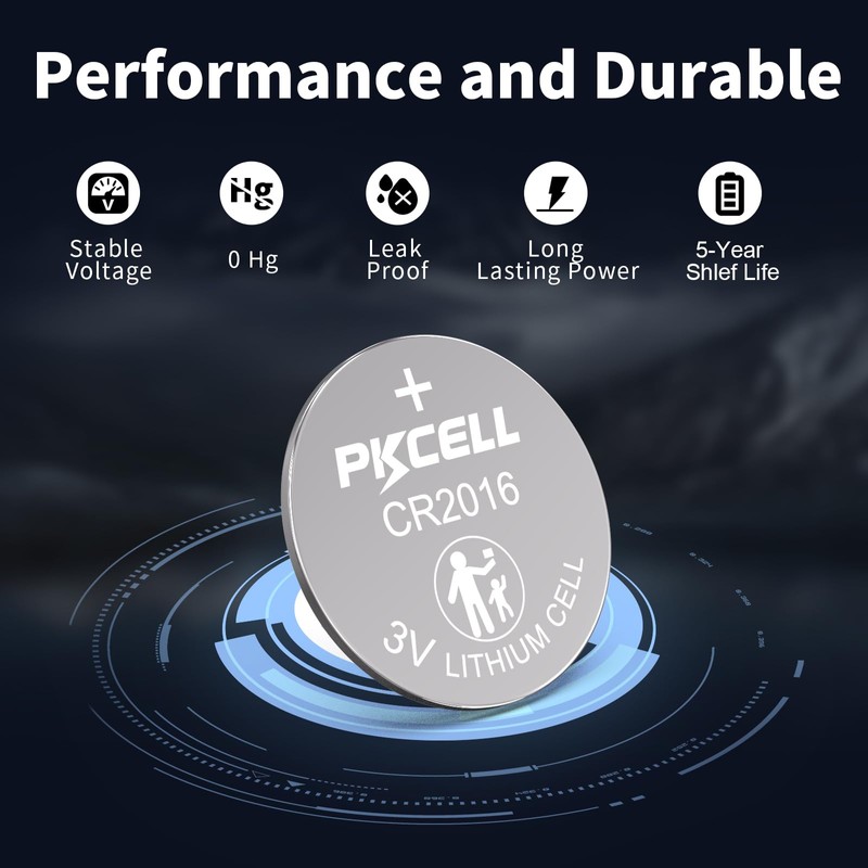 PKCELL 5 Pack CR2016 Battery CR 2016 3V Lithium Battery