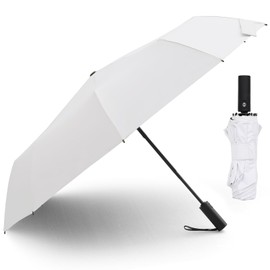 LIDOMPO UPF 50+ UV Umbrellas For Sun Protection Compact Travel Folding Sun Umbrella UV Protection Auto Open Close (White)