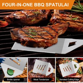 Grilling Accessories, 4-Piece BBQ Tools Set with Aluminum Case - Father’s Day & Birthday Gift for Grandpa, Stainless Steel & Bamboo Handle for Outdoor Grilling