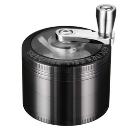 LIHAO Grinder Moledor de Especias Molinillo de Especias Metálico con Manija 60mm 4 piso Duradero Aleación de Zinc (Negro)