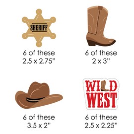 Big Dot of Happiness Western Hoedown - DIY Shaped Wild West Cowboy Party Cut-Outs - 24 Count