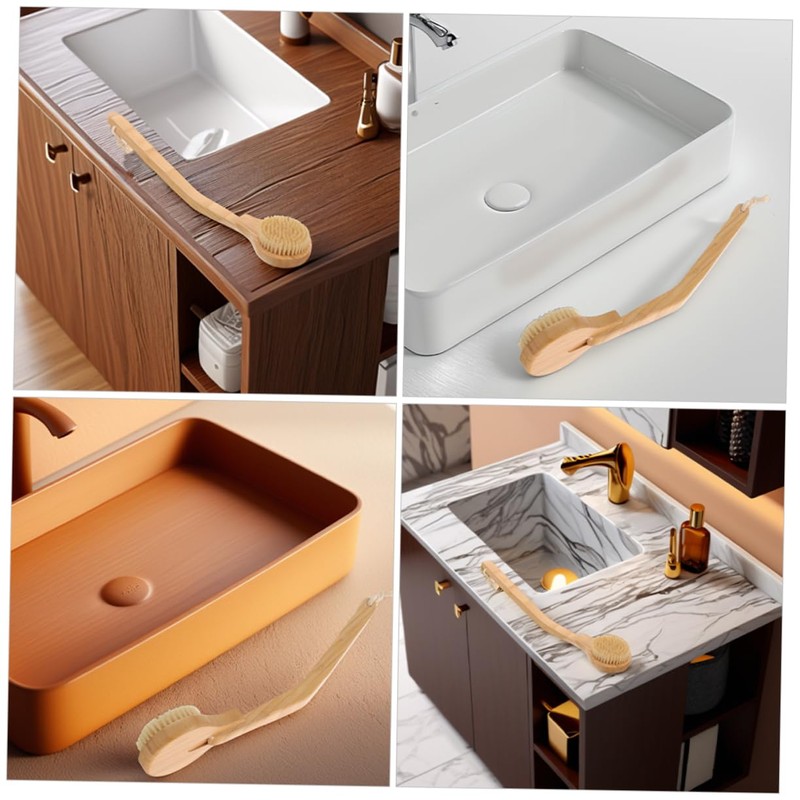 ORFOFE Elderly-disabled-friendly Long Handled Bath Brush Soft Bristles Body Scrubber