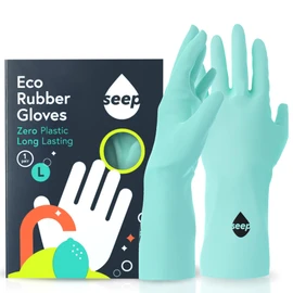 SEEP Eco Large Rubber Gloves - Large Kitchen Gloves Washing Up Gloves Made Using Compostable Rubber - Multi-purpose Household Gloves - FSC & Fair-trade Certified