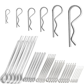 60 Pcs Cotter Pin Hair Pin Assortment Kit, Zinc Plated R Clip Key Fastener Fitting Set for Use on Hitch Pin Lock System Automotive Marine Tractors Mower Carts Truck Engine Repair, 12 Size 2 Style