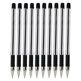 RADIUS i-Pen Ballpoint Pens, Fine Point (0.7mm), BLACK, Pack of 10, Smooth Ball Pens, Nickel Tip, Rubber Grip, Bright Ink, Every-day Writing pens